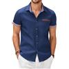 COOFANDY Camicia Uomo Manica Corta Jeans Camicie Estiva Casual Slim Fit in Cotone Camicia Elegante Ufficio con Bottoni Leggera Traspirante