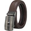 Zerimar, Cintura da uomo in vera pelle bovina, fibbia a cricchetto automatica e regolabile, larghezza 35 mm, accessorio per pantaloni, Marrone cioccolata, 115 cm