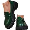 Dasongff Mocassini Donna Piattaforma in Verniciato Lucido Slip-on Loafers Scarpa a Infilare Confortevole Large Scarpe da Barca Ete Bassi Classica Antiscivolo Scarpe Piattaforma Bocca, A1 verde, 38 EU