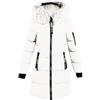 Juankrynord Piumino da donna con cappuccio e collo lungo in pelliccia sintetica elegante collo in pelliccia sintetica tinta unita tasche con cerniera stile casual antivento