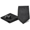 Sweet Leaf Cravatta da uomo, Fazzoletto da Taschino e Gemelli Nero Paisley - 100% seta - Classico, Elegante e Moderno - (Confezione Regalo, ideale per un matrimonio, con un abito)
