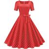 YMING Donna Abito da Cocktail Audrey Hepburn Stile Abito Polka DOT Vintage Elegante Vestito con Cintura