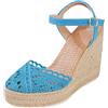 Dasongff Sandali Estivi da Donna, Espadrillas Compensate con Piattaforma, Piatti, Punta Chiusa, in Pizzo, Confortevoli, con Cinturino alla Caviglia, Vintage, per Vacanze, Sandali con Punta Chiusa, blu