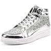 Dasongff Stivali da uomo in pelle Chelsea stivali moda con paillettes scarpe comode stivali uomo scarpe da corsa lavoro trekking traspiranti antiscivolo scarpe da ginnastica, Argento 2, 43 EU