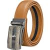 Zerimar, Cintura da uomo in vera pelle bovina, fibbia a cricchetto automatica e regolabile, larghezza 35 mm, accessorio per pantaloni, Pelle Nva, 115 cm