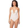 YSABEL MORA Costume Intero Tessuto Traforato Coppa B Senza Ferretto Imbottitura Estraibile Spalline Annodate Collo Look Estivo Comodo Collezione Sand