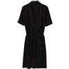 WAZHAKU Vestaglia pigiama da uomo estivo lungo maschile casual camicia da notte tinta unita Homewear maniche corte mezza vita cravatte abito da uomo pigiama estivo abbigliamento estivo, R nero., XXXL