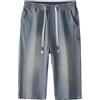 Genérico Pantaloni Jeans Vintage Pantaloni da Jogging con Tasche Ragazzi Comodi Pantaloni Tuta da Ginnastica Pantaloncini Uomo Estate 3/4 Bermuda All'aperto
