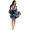 DIVINA Italian Design Vestito Lungo Estivo Donna, Cotone, Blu con Stampa Limoni, Scollo a V - Vest 175 - T01