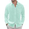 J.Ver Mmcx-Linen Shirt Camicia Button-Down Uomo (Pacco da 1) | Borsa casual elasticizzata senza colletto Nehru con colletto formale per matrimonio elegante