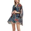 CuteSwan Kimono da donna con stampa floreale, in chiffon trasparente, ampio, blusa