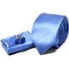 Sweet Leaf Cravatta da uomo, Fazzoletto da Taschino e Gemelli Azzurro - 100% seta - Classico, Elegante e Moderno - (Confezione Regalo, ideale per un matrimonio, con un abito, in ufficio...)