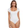 BKEPDY Body Donna Maniche Corte Bodysuit Elegante Scollatura Quadrata Contenitivo Modellante Outfit Estivo versatile Aderente Morbido