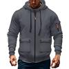Generic Felpe con cappuccio da uomo UK con zip oversize felpa a maniche lunghe imbottita con cerniera completa maglione tinta unita autunno inverno vestiti con pacchetti