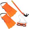 POPETPOP Set Snorkeling con Maschera Anti-appannamento, Boccaglio a Tecnologia Secca e Pinne Arancioni Taglia 25-30 per Vacanze Estive in Spiaggia e Parchi Acquatici