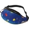 kkvhhyuo Marsupio con stampa Border Collie, regolabile, per sport, viaggi, vacanze, per uomo e donna, Fondo Blu Mare, One Size, Organizer per borse