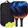 FOLODA Set di racchette da pickleball in fibra di vetro e fibra di carbonio di alta qualità, resistenti per swing veloce e colpi potenti e reattivi