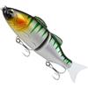 ZMdooreasy Esca dura a due sezioni, con occhi 3D e coda staccabile, per spigola, luccio, trota, ruscello, fiume, lago, barca, roccia, 17,4 cm, 87 g (striscia verde)