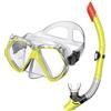 TAFALSPING Set da snorkeling per adulti, con occhiali da snorkeling e boccaglio asciutto, unisex per adulti (giallo + trasparente)