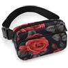 FHESDCW Marsupio per uomo e donna, con bella rosa rossa, marsupio leggero, con cinghia regolabile, per corsa, escursionismo, viaggi, stile, 20 x 13 cm