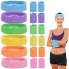 Gyism Set 18 Pezzi Fasce e Polsini Sportivi Fluo Anni 80, 6 Colori con 12 Polsini Assorbenti, Fascia Sweatband Uomo Donna per Tennis, Basket, Fitness, Festa a Tema 80/90