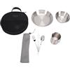 Erchineko Set di Stoviglie da Campeggio in Acciaio Inossidabile Stoviglie Portatili da Esterno Tazza a Doppio Strato Ciotola Addensata Piatto Coltello Forchetta Cucchiaio Utensile Combo per Picnic