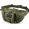 FRTKK Marsupio tattico militare con bandiera USA Patch Utility Hip Pack con cinghia regolabile per attività all'aperto, pesca, ciclismo, campeggio, escursionismo, passeggiate con il cane, Verde