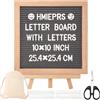 HMIEPRS Lavagna in feltro con supporto in legno, 25 x 25 cm, 340 lettere, grigio feltro, con forbici e tasche, in rovere per menu, annunci per bambini, matrimoni, feste, ufficio, decorazione