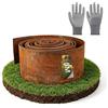ALKNOT Bordo per prato in acciaio corten, bordatura per aiuole in metallo, altezza 15 cm, montaggio semplice, bordo per aiuole con ruggine, 1 paio di guanti da montaggio inclusi (lunghezza 5 m)
