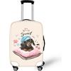 LNXSESN Cprivaligia Cane Rosa Nero Coprivaligia Media Elastica Copri Valigia Media Lavabile Anti-Graffio Copertur Copertura Valigia con Cerniera Copri Trolley Riusabile Luggage Cover Per 22-25 Pollici