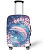 NETILGEN Copertura per bagagli lavabile, protezione elastica per valigie con cerniera inferiore adatta a bagagli da 45-81 cm, Delfino in fiore di ciliegio, XL(30-32)