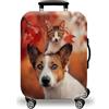 LNXSESN Copri Valigia Foglia Di Acero Animali Coprivaligia Elastica Copri Valigia Media Lavabile Anti-Graffio Luggage Cover con Cerniera Coprivaligia Media Riusabile Per 22-25 Pollici