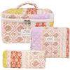 Genérico Beauty case floreale, trucco 3 pezzi, 25 x 16 x 16 cm, in cotone estetico | set di sacchetti per cosmetici, viaggio, casa, ufficio, bagno, pratico accessorio, stoccaggio, organizzazione, regalo, D