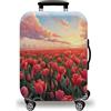 LNXSESN Copri Valigia Fiori Verdi Gialli Coprivaligia Elastica Copri Valigia Media Lavabile Anti-Graffio Luggage Cover con Cerniera Coprivaligia Media Riusabile Per 22-25 Pollici