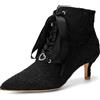 Mdrcg Stivaletti da Sposa in Pizzo per Donna, Modello alla Caviglia con Punta a Punta e Tacco Basso (Kitten Heel), Chiusura con Lacci in Nastro di Raso.