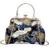 ANNUOZE Pochette da donna, in stile vintage cinese, borsa da sera, pochette da donna, con manico superiore con motivo stampato in lamina d'oro, borsa a tracolla per ballo formale e feste serali, Blu, M