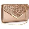 Milky Way Pochette da donna con paillettes, borsa da sera con catena staccabile, borsa a tracolla elegante con glitter, borsa da matrimonio, da cerimonia nuziale, da ballo, da sera, Oro rosa, Taglia