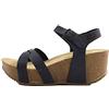 BioNatura sandali estivi donna fondo gomma e zeppa in sughero. Comode e leggere. Pelle blu navy. N 39