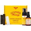 LEATHER Honey Kit per la cura di pelle, camoscio e nabuck: pulitore, protettore per camoscio e gomma: Pulisce, protegge e ripristina scarpe, stivali, Ugg, mobili, giacche, borse e vestiti. Sicuro per tutti i colori