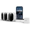 Arlo Pro 6 Telecamera WiFi Esterno Senza Fili, 2K+ HDR, rilevamento AI, visione notturna a colori, compatibile con Alexa, Prova Inclusa Secure, 3 telecamere + 1 batteria aggiuntiva e caricatore doppio