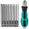Fixinus Set di 12 cacciaviti Torx T6-T40, 1/4, set magnetico Torx con foro S2, in acciaio esagonale, set di punte per cacciavite elettrico T20 T25, lunghezza 75 mm