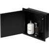 LuxeBath Nicchia Doccia da Incasso in Acciaio Inox Spazzolato 25,5x25,5x10 cm Nero con Porta Piastrellabile, Mensola Impermeabile per Doccia Senza Bordo a Parete, Ripiano Bagno Antiscivolo Moderno