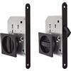 BricoShopping set MANIGLIE per PORTA interna in legno A SCOMPARSA SCORREVOLE KIT con SERRATURA ad INCASSO GANCIO nottolino cieca quadrata bocchetta acciaio (Quadrato C/Serratura, Nero)