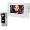 QttyElok Sistema di videocitofono cablato per la casa 7 '' TFT schermo a colori campanello campanello per interni bianco monitor + 700TVL IR visione notturna telecamera esterna in metallo impermeabile