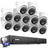 ANNKE Set di telecamere di sorveglianza 4K con fotocamera IP PoE da 12 X 8 MP, 16 CH CCTV NVR con HDD da 6 TB per registrazione 24/7, riconoscimento delle persone e riconoscimento del veicolo, accesso