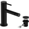 hansgrohe Tecturis S - Rubinetto per Bidet con Scarico A Tirante, Miscelatore Monocomando per Bidet con Altezza Bocca 100 Mm, Nero Opaco