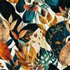 ICYEHAO Carta da Parati Adesiva Tropical,44 x 600cm Carta da Parati Blu Foglie Tropicale Gialla Jungle Azzurra Giungla Botanica Foglie Pellicola Adesiva per Mobili,Camera da Letto,Soggiorno,Bagno