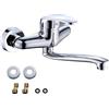Mineup Rubinetto da cucina, montaggio a parete, girevole a 360°, in acciaio inox, rubinetto da cucina, montaggio a parete, miscelatore monocomando freddo e caldo, braccio girevole 250 mm