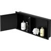 LuxeBath Nicchia Doccia in Acciaio Inox Spazzolato 25,5x 55,5x10 cm Nero con Porta Piastrellabile Mensola da Incasso Impermeabile per Bagno Senza Bordo a Parete Ripiano Bagno Integrato per Accessori