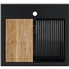 empiria SINK QUALITY SINK QUALITY - Lavello da cucina moderno in granito nero, 56 x 51 cm, con tagliere, sifone nero, scolapiatti, impermeabilizzante, lavello singolo da incasso per sottolavello da 60 cm